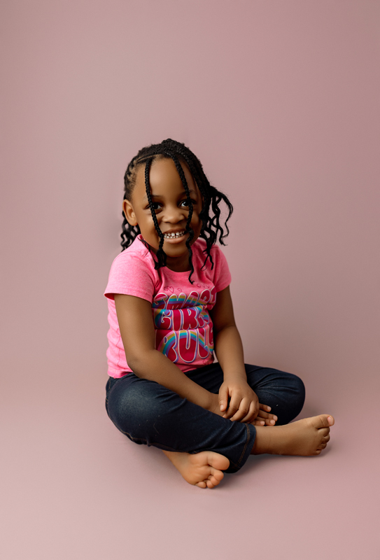 3 year old portrait of a little girl in a Cedar Falls Iowa photography studio.